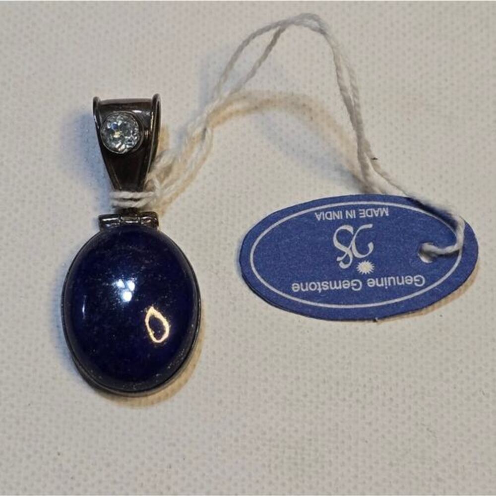 Sterling Silver 925 Oxidized Lapis and Blue Topaz‎ Pendant New!